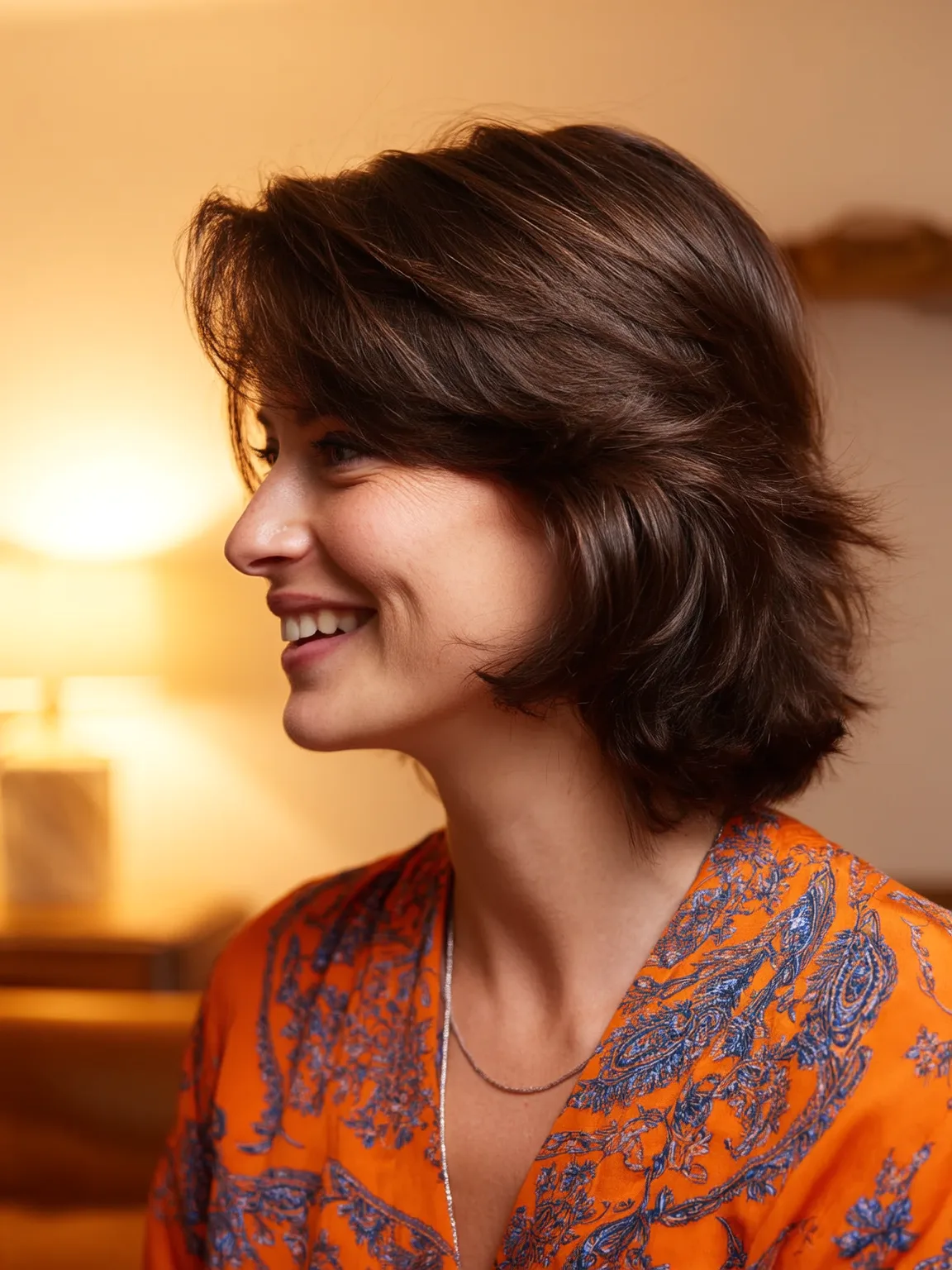 Rich Espresso Brown Wavy Feathered Lob